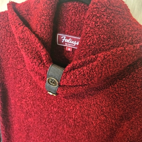 Feelings Asymmetrical Cowl Neck Marled Knit Mini Tunic Dress - Picture 3 of 8